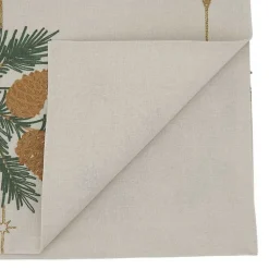 Kirklands Home Natural Embroidered Pinecone Table Runner