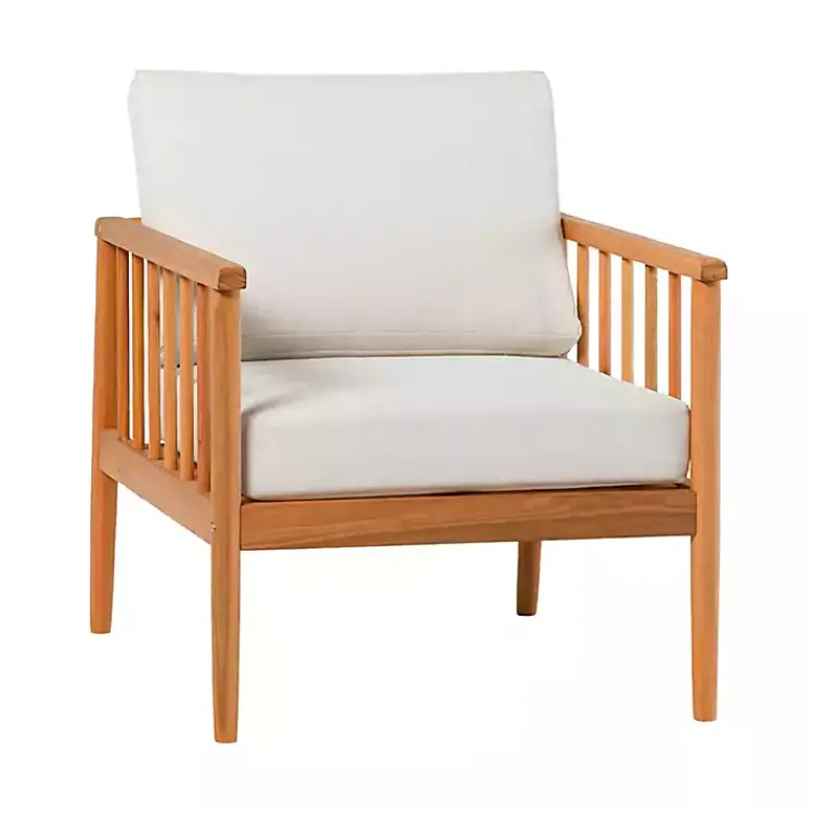 Kirklands Home Natural Eucalyptus Wood Outdoor Accent Chair New