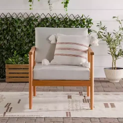 Kirklands Home Natural Eucalyptus Wood Outdoor Accent Chair New