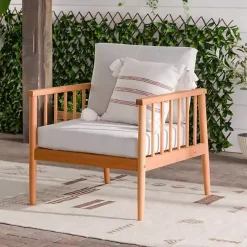 Kirklands Home Natural Eucalyptus Wood Outdoor Accent Chair New