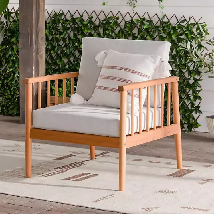 Kirklands Home Natural Eucalyptus Wood Outdoor Accent Chair New