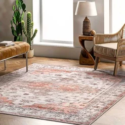 Kirklands Home Natural Faded Vintage Washable Area Rug, 5x8 Online