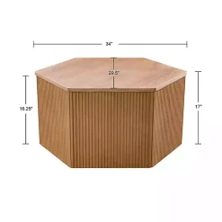 Kirklands Home Natural Fluted Hexagon Coffee Table Tan Outlet