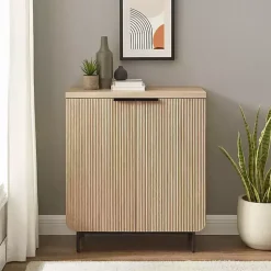 Kirklands Home Natural Fluted Wood Scandinavian Cabinet Tan Online