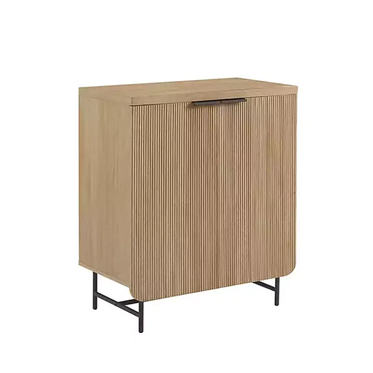 Kirklands Home Natural Fluted Wood Scandinavian Cabinet Tan Online