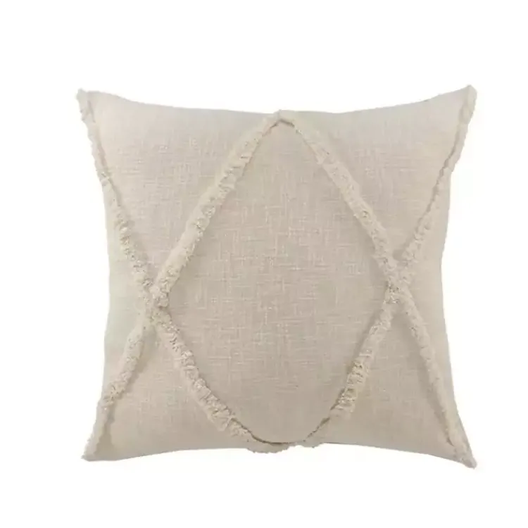Pillows>Kirklands Home Natural Fringe Diamond Pillow, 26 in. Tan