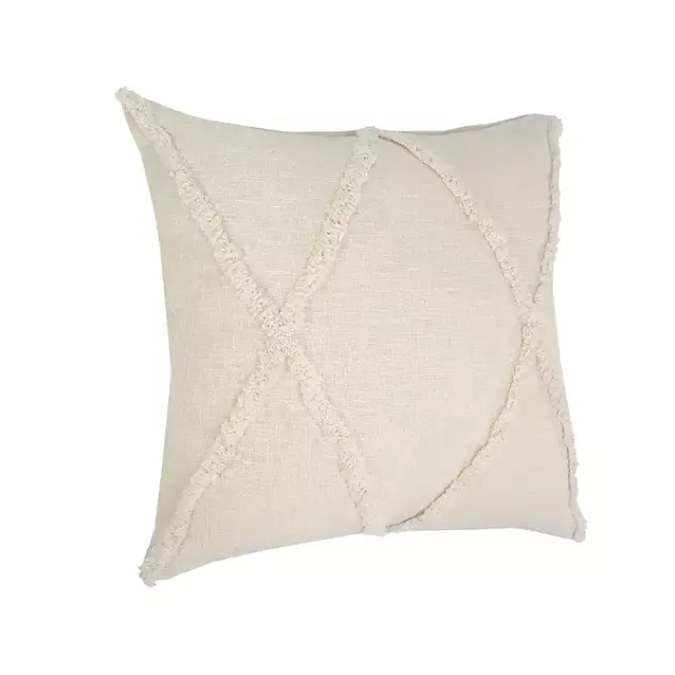 Pillows>Kirklands Home Natural Fringe Diamond Pillow, 26 in. Tan