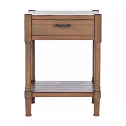 Kirklands Home Natural Geometric Industrial Pull Accent Table Brown Sale