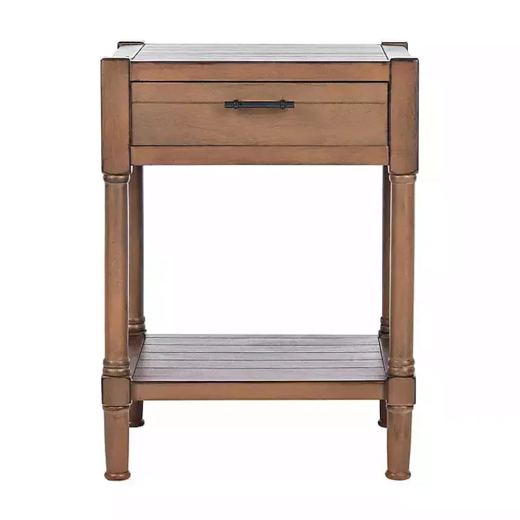 Kirklands Home Natural Geometric Industrial Pull Accent Table Brown Sale