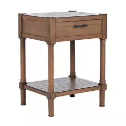 Kirklands Home Natural Geometric Industrial Pull Accent Table Brown Sale