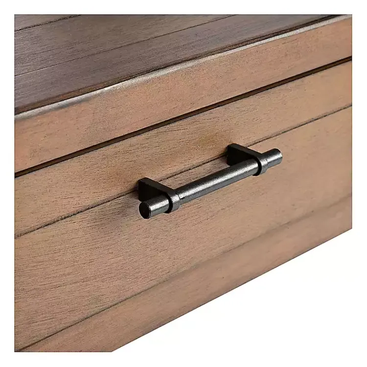 Kirklands Home Natural Geometric Industrial Pull Accent Table Brown Sale
