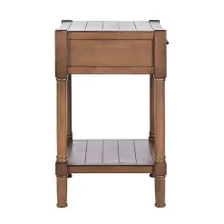 Kirklands Home Natural Geometric Industrial Pull Accent Table Brown Sale
