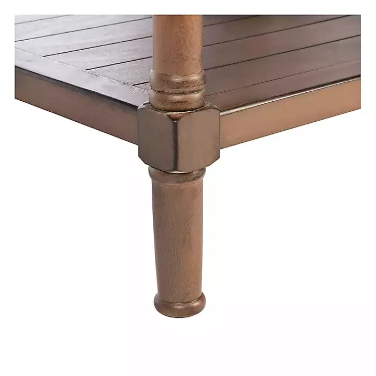 Kirklands Home Natural Geometric Industrial Pull Accent Table Brown Sale