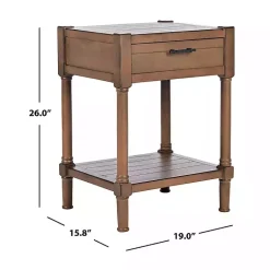 Kirklands Home Natural Geometric Industrial Pull Accent Table Brown Sale