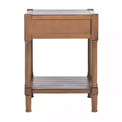 Kirklands Home Natural Geometric Industrial Pull Accent Table Brown Sale