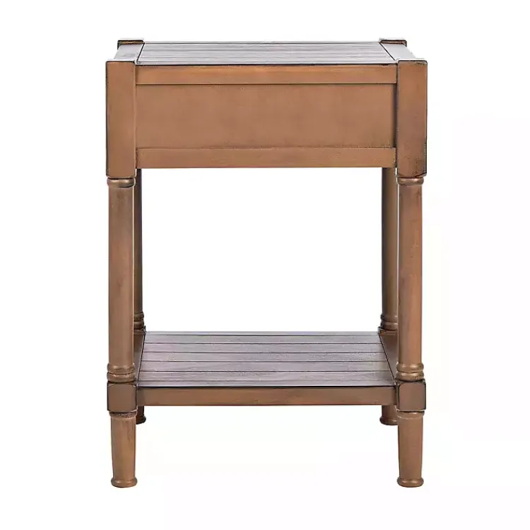 Kirklands Home Natural Geometric Industrial Pull Accent Table Brown Sale
