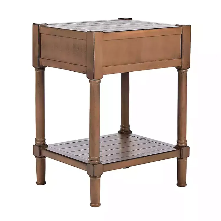 Kirklands Home Natural Geometric Industrial Pull Accent Table Brown Sale