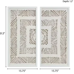 Kirklands Home Natural Geometric Rice Paper Framed Art, Set of 2 Tan New