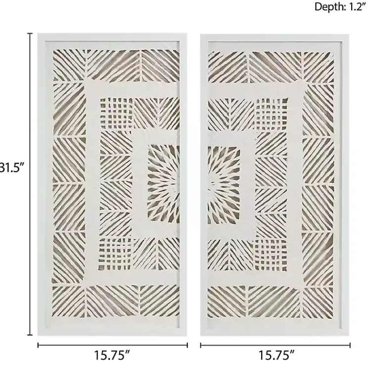 Kirklands Home Natural Geometric Rice Paper Framed Art, Set of 2 Tan New