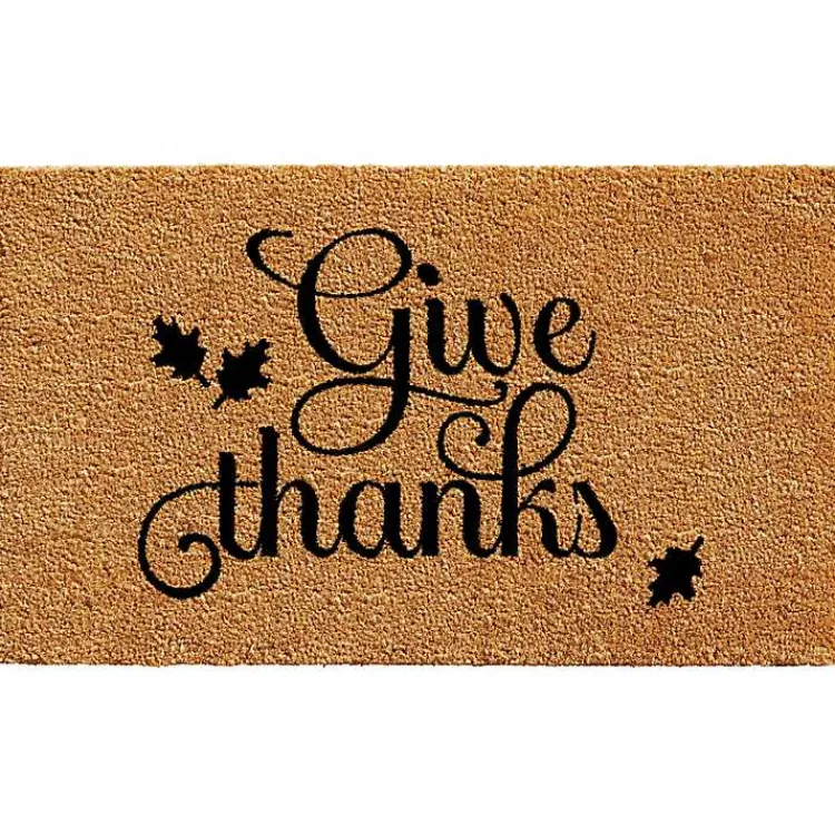 Fall>Kirklands Home Natural Give Thanks Thanksgiving Doormat, 36 in.
