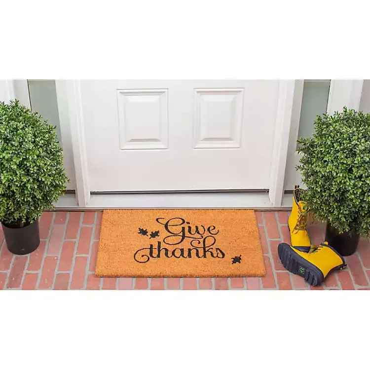 Fall>Kirklands Home Natural Give Thanks Thanksgiving Doormat, 36 in.