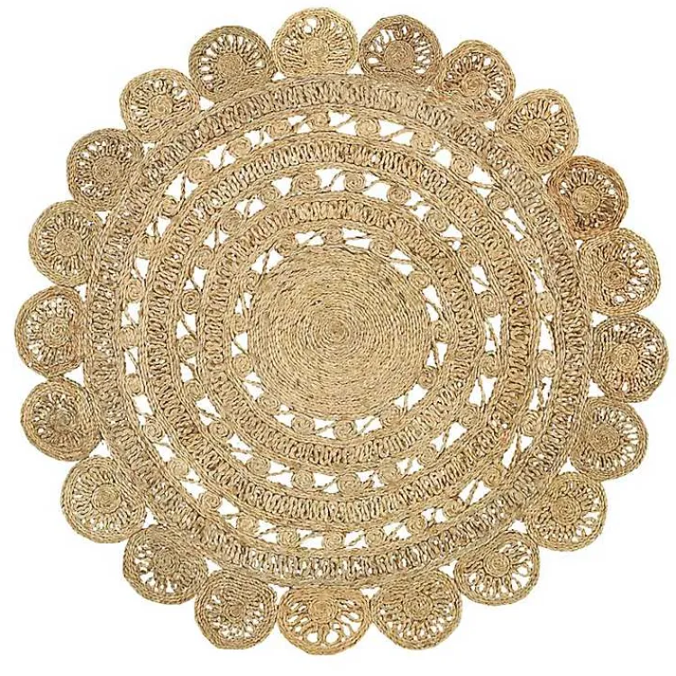 Kirklands Home Natural Golden Sunshine Circular Area Rug, 4x4 Tan Sale