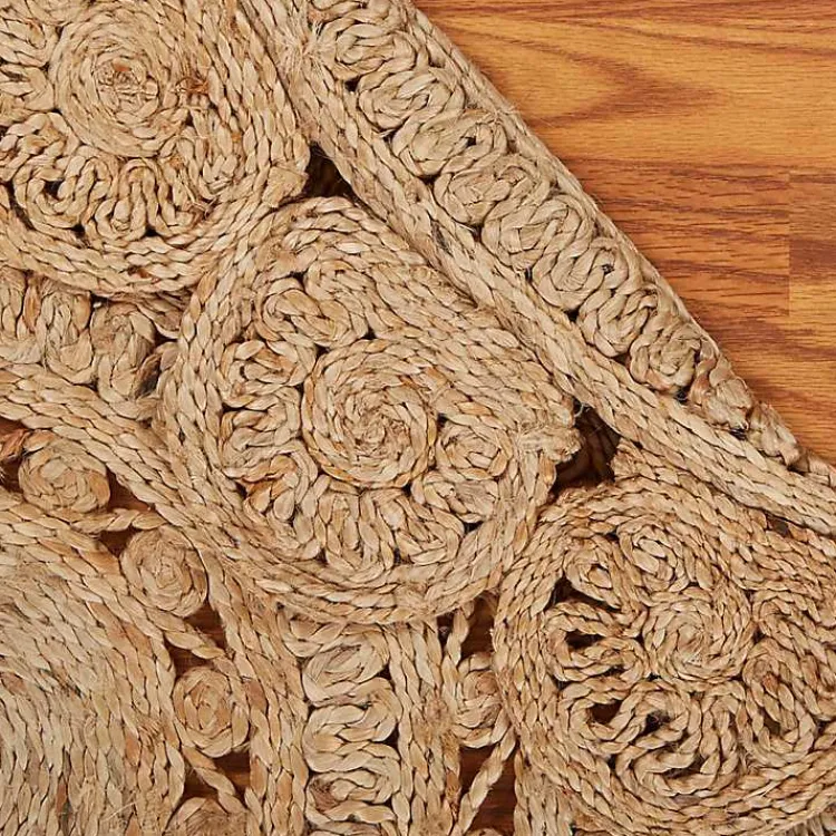 Kirklands Home Natural Golden Sunshine Circular Area Rug, 4x4 Tan Sale