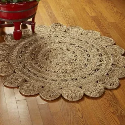 Kirklands Home Natural Golden Sunshine Circular Area Rug, 4x4 Tan Sale