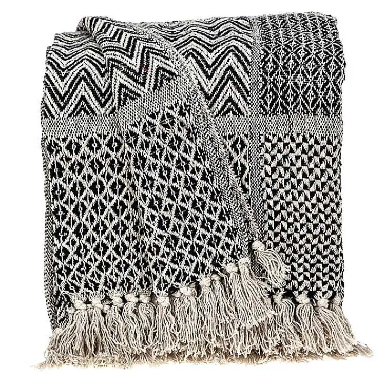 Blankets & Throws>Kirklands Home Natural Gray Tribal Wool Tassel Throw