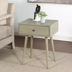 Kirklands Home Natural Wood 1-Drawer Arthur Accent Table Gray Online