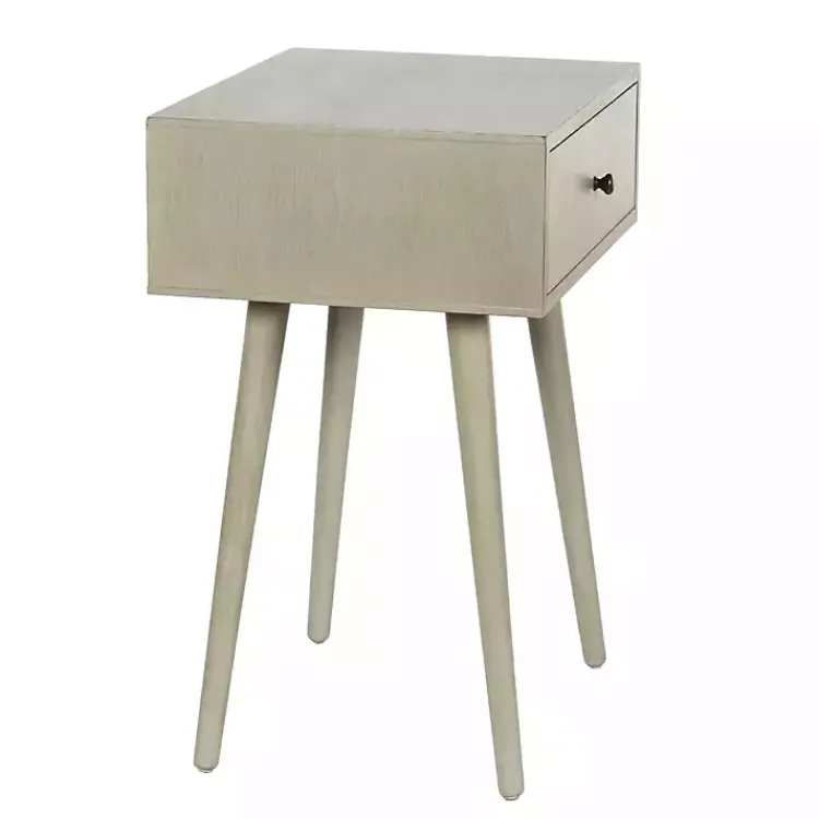 Kirklands Home Natural Wood 1-Drawer Arthur Accent Table Gray Online