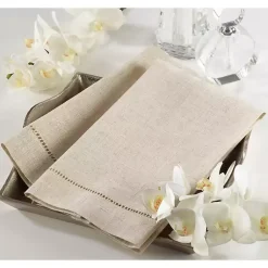 Kirklands Home Natural Hemstitch Guest Towels, Set of 4 Tan Sale