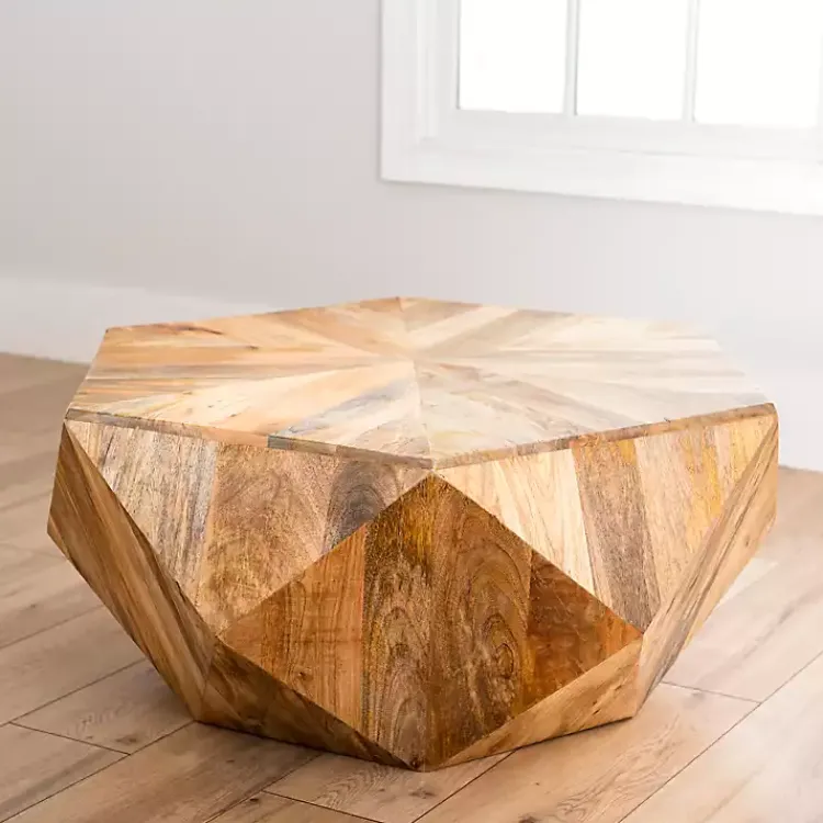 Kirklands Home Natural Hexagon Mango Wood Coffee Table Tan Best