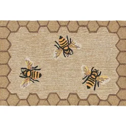 Kirklands Home Natural Honeycomb & Bees Outdoor Accent Rug