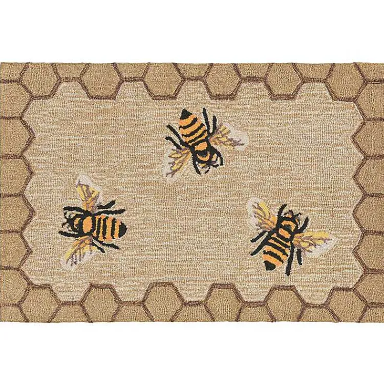 Kirklands Home Natural Honeycomb & Bees Outdoor Accent Rug