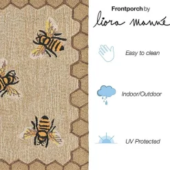 Kirklands Home Natural Honeycomb & Bees Outdoor Accent Rug