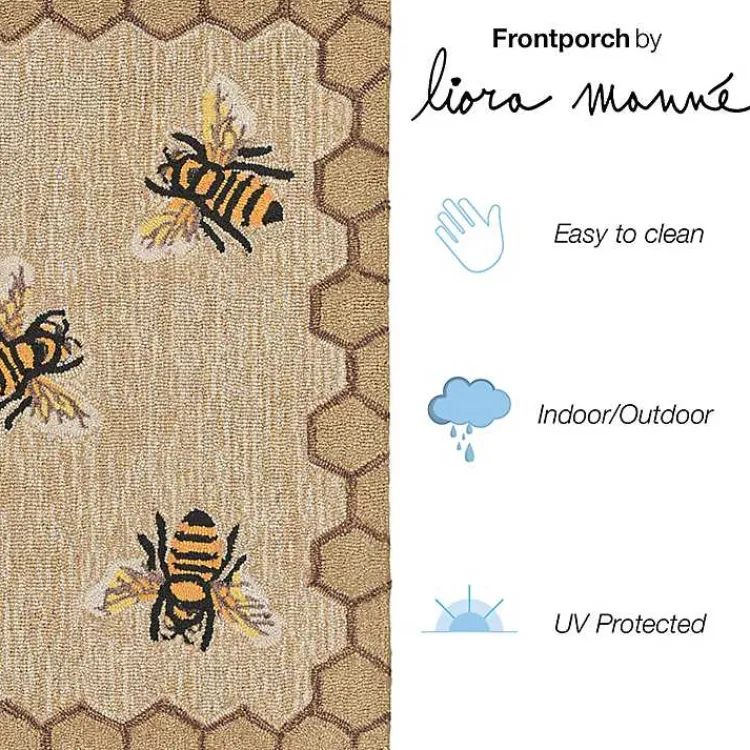 Kirklands Home Natural Honeycomb & Bees Outdoor Accent Rug