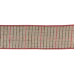 Christmas Decorations>Kirklands Home Natural Houndstooth 10 yard Christmas Ribbon Tan