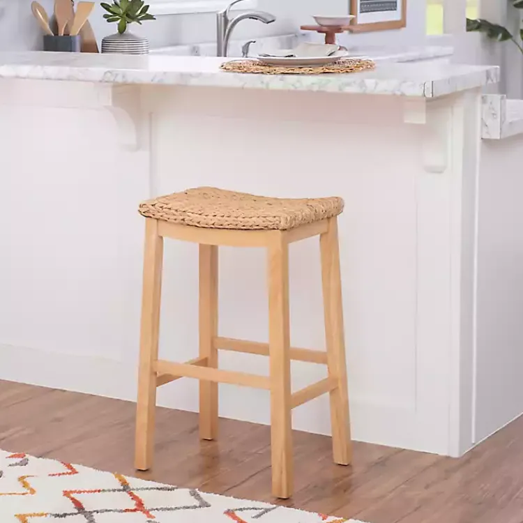 Kirklands Home Natural Hyacinth Haysom Bar Stool Tan Hot