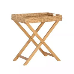 Kirklands Home Natural Hyacinth Haysom Tray Table Tan