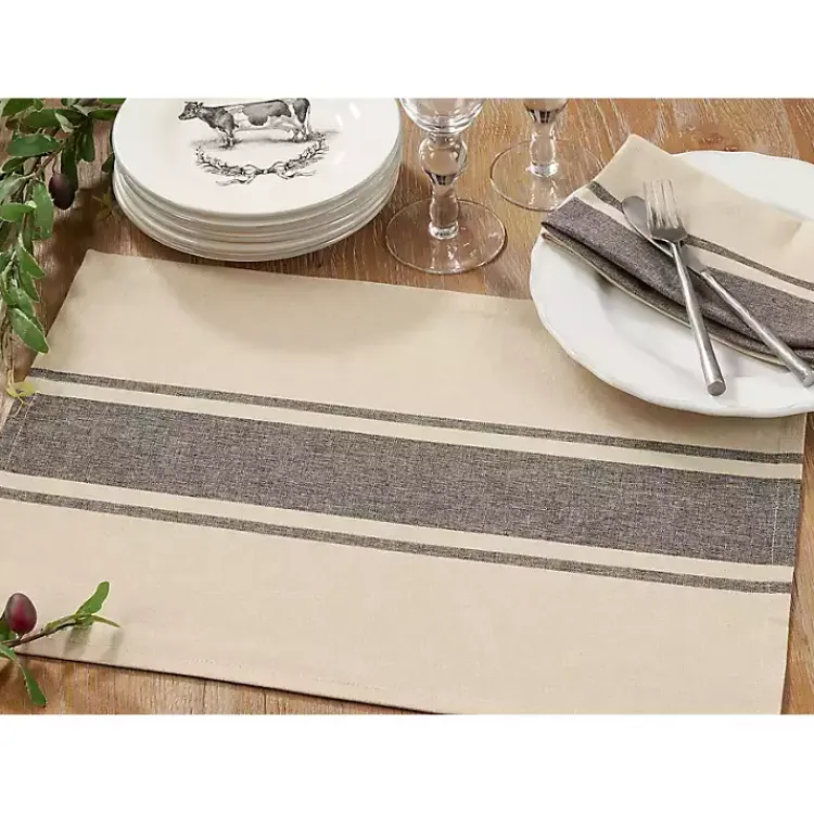 Kirklands Home Natural Ivory Banded Cotton Placemats, Set of 4 Sale