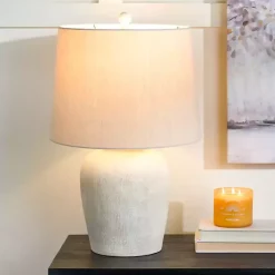 Kirklands Home Natural Textured Table Lamp Ivory Sale
