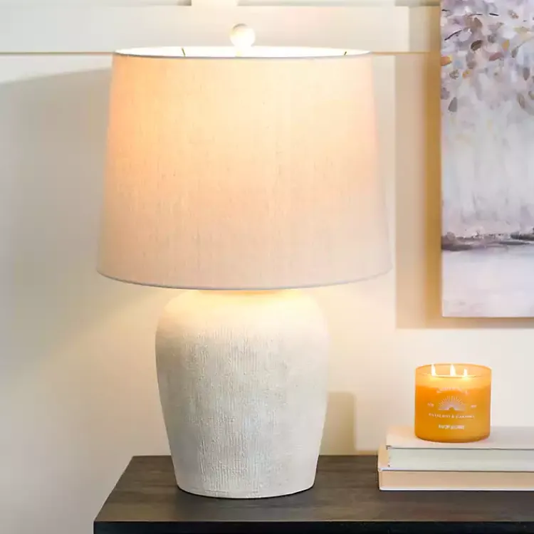 Kirklands Home Natural Textured Table Lamp Ivory Sale