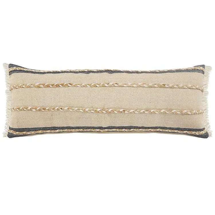 Pillows>Kirklands Home Natural Jute Braided Stripe Lumbar Pillow