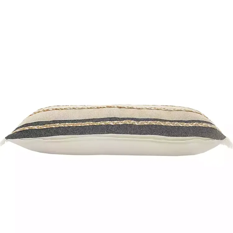 Pillows>Kirklands Home Natural Jute Braided Stripe Lumbar Pillow