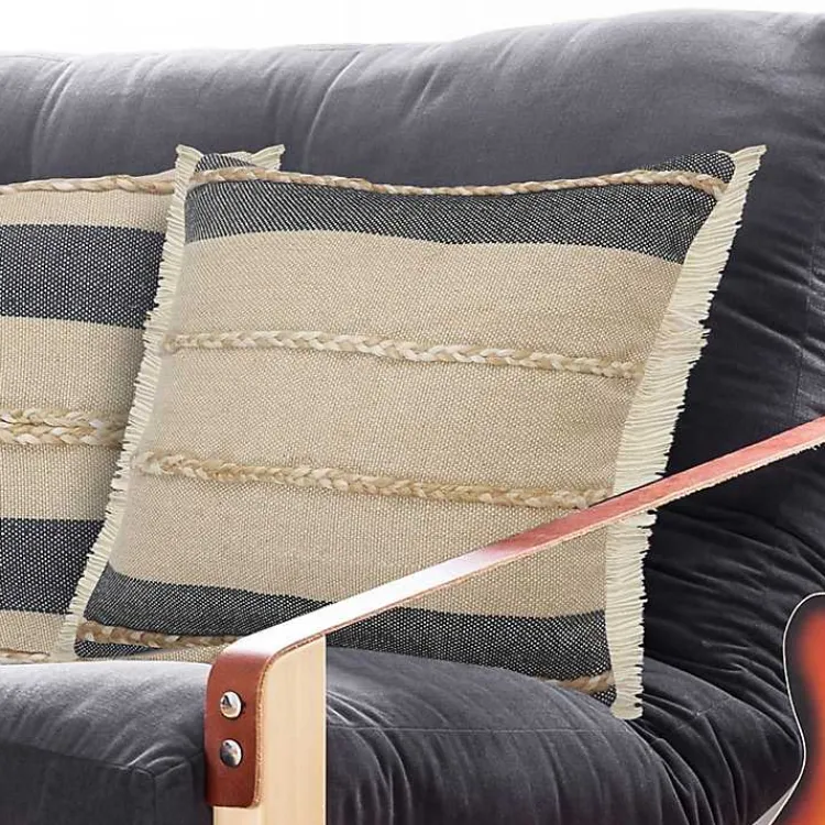 Pillows>Kirklands Home Natural Jute Braided Stripe Throw Pillow, 20 in.