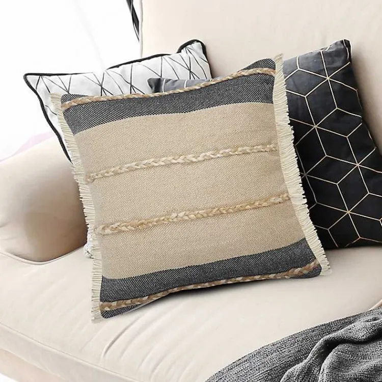 Pillows>Kirklands Home Natural Jute Braided Stripe Throw Pillow, 20 in.