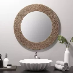 Kirklands Home Natural Jute Round Wall Mirror Outlet