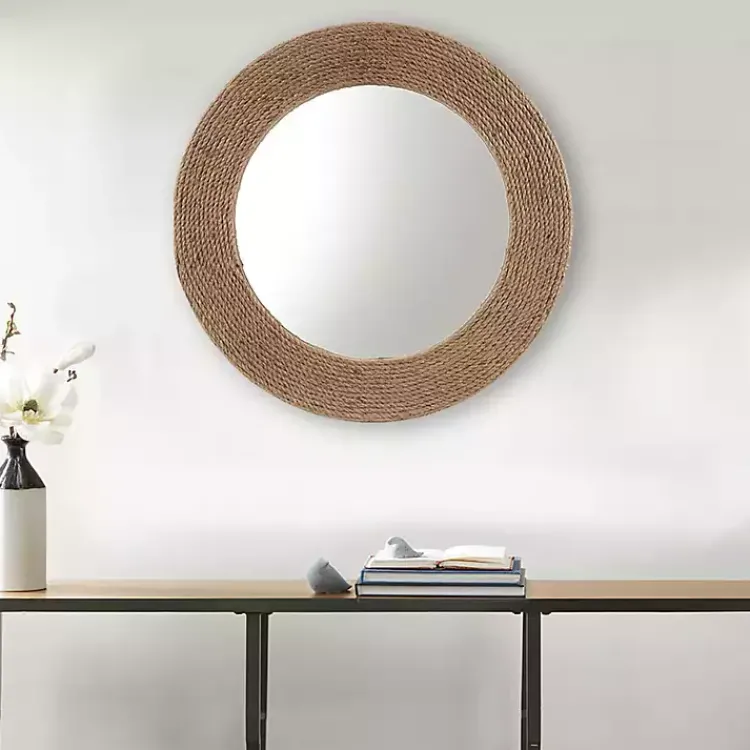 Kirklands Home Natural Jute Round Wall Mirror Outlet