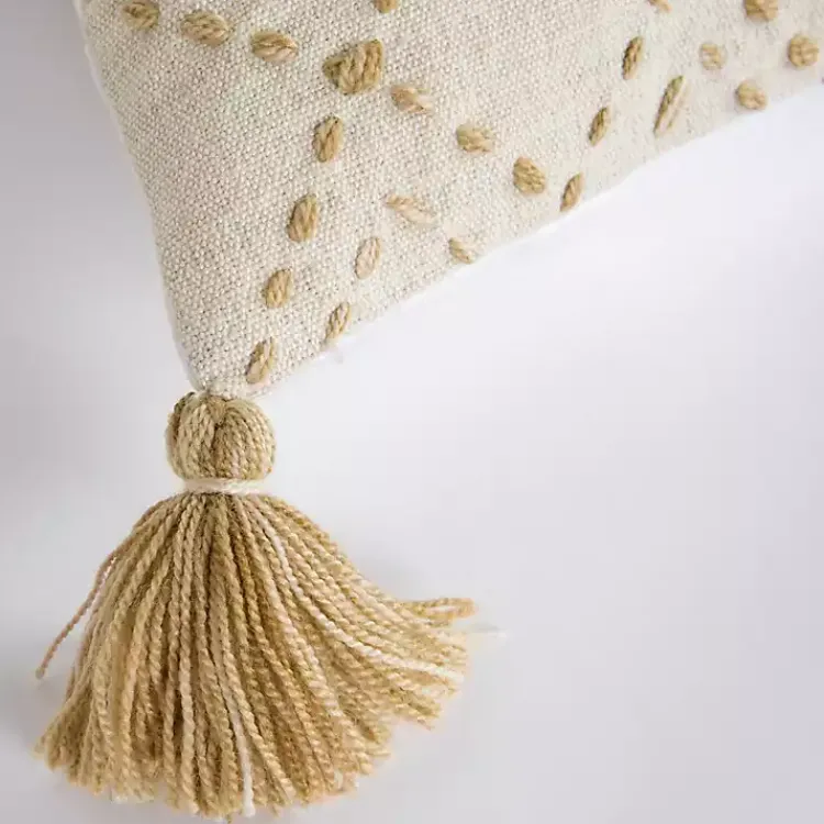 Pillows>Kirklands Home Natural Kantha Stitch Recycled Throw Pillow Tan